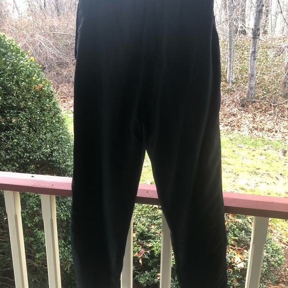 Black silk elastic waist drawstring pants - Picture 3 of 6